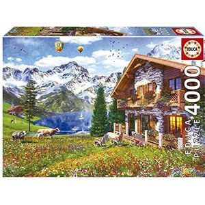 Educa 19568, Chalet in den Alpen, 4000 stukjes puzzel voor volwassenen en kinderen vanaf 14 jaar, Idylle van de Alpen, landschapspuzzel