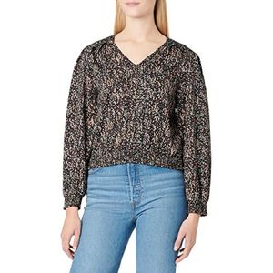 Only Onltiana L/S Smock Top WVN Noos Damesblouse, Zwart/Aop: Lanna Ditsy, M, Zwart/Aop: Lanna Ditsy