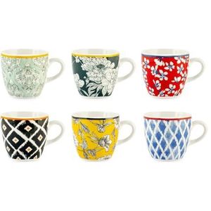 H&h Set van 6 kleurrijke koffiekopjes van nieuw porselein gesorteerd cc100