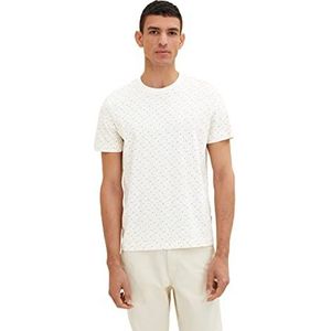 TOM TAILOR Uomini 1034878 T-shirt (1 stuk), 31266 - gebroken wit multicolor design
