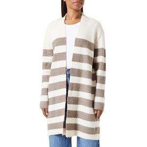 VERO MODA Vmphiline Ls Open Cardigan Ga Boo Damesvest, Berken/strepen: w. Brown Lens Melange