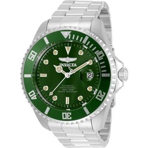Invicta Pro Diver - Automatisch herenhorloge van roestvrij staal - 47 mm, zilver/groen, Inhoud levering: