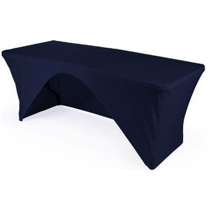LA Linen Rechthoekig tafelkleed met open rug, microvezel/polyester/spandex, marineblauw, 243,8 x 76,2 x 76,2 cm