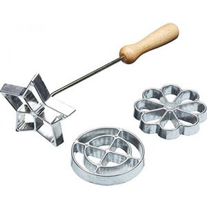 Home Made Swedish Rosette wafle Iron/Cookie Mould Set, metaal, 4-delig