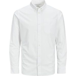 JACK & JONES Herenhemd van biologisch katoen Oxford, Wit/Fit: Slim Fit