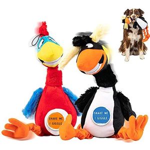 Pet Craft Supply Giggling Puffin en papegaai Interactief hondenspeelgoed met geluid voor grote en kleine honden, zacht pluche speelgoed om op te kauwen