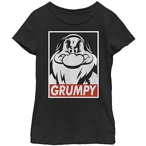 Disney Snow White Grumpy Streetwear meisjes T-shirt, zwart, XS, zwart.