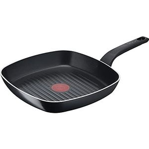 Tefal - B55540 - Easy Cook & Clean - Grillpan - 26 x 26 cm - anti-aanbaklaag - veilig - Thermosignaal - stabiele bodem - ideale vorm - gezond koken - zwart