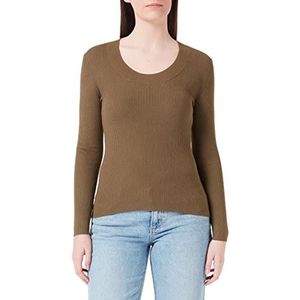 s.Oliver Pull à col rond pour femme, manches longues, vert, 48