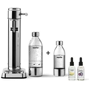 Aarke Cadeauset | Carbonator 3 bruiswatermachines van roestvrij staal met PET-fles (800 ml) + kleine PET-fles (450 ml) + 2 aromatdruppels