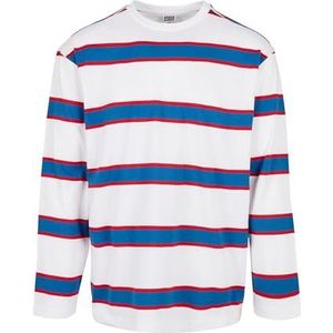 Urban Classics Light Stripe Oversized Ls T-shirt voor heren, Wit/Blauw