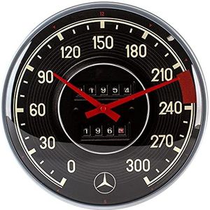 Nostalgic-Art 51091 Mercedes-Benz Retro wandklok, snelheidsmeter, cadeau-idee voor fans van auto-accessoires, geschikt voor keuken, vintage design voor decoratie, 31 cm