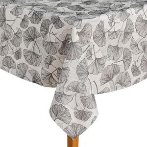 ESSEX - Tafelkleed Stems, 110 x 160 cm, tafelkleed van 100% polyester, wasbaar, bladeren - grijs