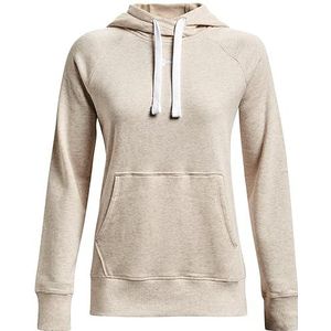 Under Armour Rival Fleece Hb capuchontrui voor dames, Hafer Light Heather (783)/wit