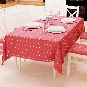 PETTI Artigiani Italiani - Tafelkleed, keukendeken, katoen, motief rode harten 12-zits (140 x 240 cm), 100% Made in Italy