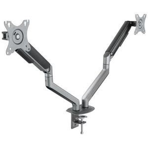 TOOQ DB4132TNR-G tafelhouder voor monitoren van 33,8 cm (17 tot 32 inch) met 2 armen, verstelbaar, met veerondersteund mechanisme, grijs/zwart