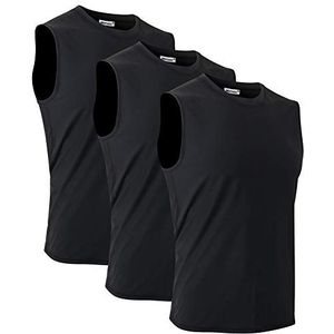MeetHoo Heren Tank Top, Mouwloos T-shirt Vest Tops Sneldrogend Zweetbestendig Sport Ondershirt voor Running Fitness Gym, 3 Pack:zwart+zwart+zwart, M