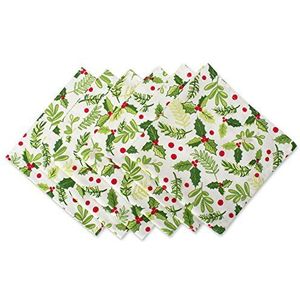 DII Boughs of Holly Servetten, extra groot, van katoen, 50,8 x 50,8 cm, perfect voor avondeten, Kerstmis, vakantie of dagelijks gebruik, 6 stuks