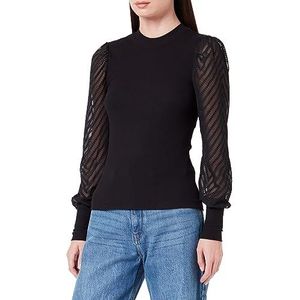 ONLY Onlnew Jania L/S Puff Top CC JRS T-shirt met lange mouwen voor dames, zwart.