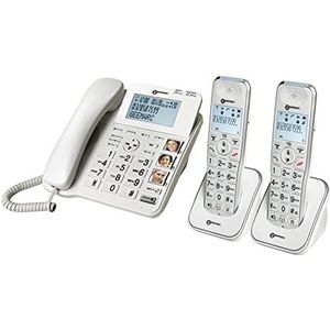 Geemarc Amplidect 295 Combi Duo – vaste telefoon en extra handsets met antwoordapparaat, krachtige beltoon en grote toetsen voor senioren, laag of gemiddeld gehoorverlies, Franse versie