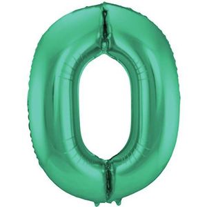 Folat 65910 folieballon cijfer 0 mat metallic groen 86 cm - heliumballon voor verjaardagsdatum, verjaardag, decoratie