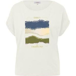 Stretch viscose T-shirt met print op de voorkant, 02e2 wit, 36, 02e2 wit, 36