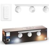 Philips Hue White Ambiance Buckram Spot, 3 x 5,5 W, wit (Telekomm meegeleverd), compatibel met Bluetooth, werkt met Alexa, Google Assistant en Apple Homekit