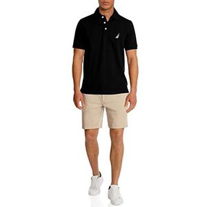 Nautica Polo en piqué de coton stretch à manches courtes pour homme, Noir véritable., L