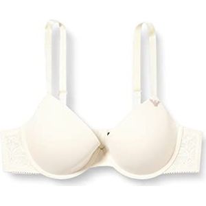 Emporio Armani Emporio Armani Dames Second Skin Microvezel & Lace Push Up Bra, Yogurt, B EU, Yogurt, B EU, Yogurt, B EU, yoghurt