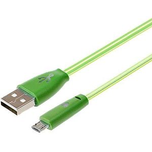 Smiley-kabel, micro-USB, voor Xiaomi Redmi Go LED, Android oplader, USB, smartphone, aansluiting (groen)