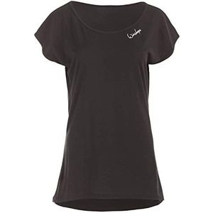 Winshape MCT013 ultralicht modal-shirt voor dames met korte mouwen en afgeronde zoom, zwart.