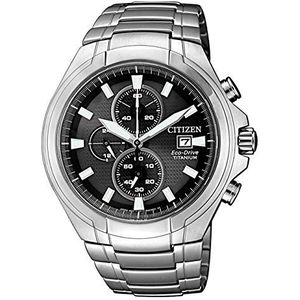 Citizen Herenhorloge, chronograaf, eco-drive, met titanium armband, zwart, armband, zwart., Armband
