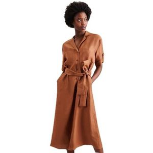 Seidensticker Robe chemisier à manches courtes coupe droite pour femme, marron, 44