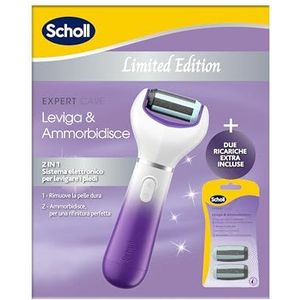 Scholl Lisse et adoucit Limited Edition, pédicure électrique pour pieds et talons fissurés, 3 têtes à double action incluses, râpe pieds professionnelle, élimine la peau dure et avec callosités