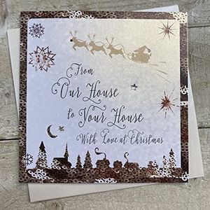White Cotton Cards C1-OH Kerstkaart ""Van Our House to Your House"" handgemaakt