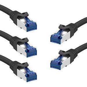KabelDirekt 5 x 20 m - Ethernet- & patch- & netwerkkabels (RJ45-connector, voor volledig genieten van de vezeldoorvoer, ideaal voor gigabit-LAN-netwerken, routers, modems en switches, zwart-zilver).