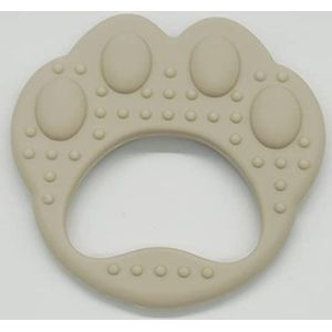 Babytandenborstel 360° tandspeelgoed van siliconen, bijtringen voor baby's en kinderen vanaf 6 maanden, siliconen rubberen tanden met kleine gaten, gemakkelijk te wassen, kaki