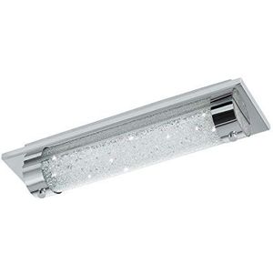 EGLO Tolorico Led-plafondlamp, 1 lichtpunt, wandlamp voor de badkamer, van roestvrij staal, glas en kristal in chroom, helder, led-vochtkamerlamp, neutraal wit, IP44, lengte: 35 cm