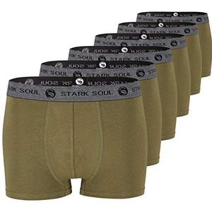 STARK SOUL Set van 6 boxershorts voor heren, katoenen boxershorts, boxershorts, 6 stuks kaki