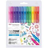 Tombow WS-PK-12P-3 TwinTone viltstiften met twee punten, regenboogkleur