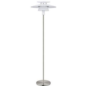 EGLO Brenda vloerlamp 1 lichtpunt, staal mat wit, E27-fitting met schakelaar