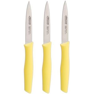 Arcos, 704600 schilmes set 3 schilmesjes aardappelmessen roestvrij staal nitrum lemmet 100 mm geel