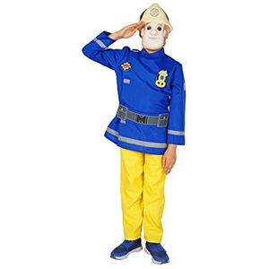 Ciao 14596.5-7 officieel brandweerman Sam kostuum voor jongens (maat 5-7 jaar) met masker, blauw, geel