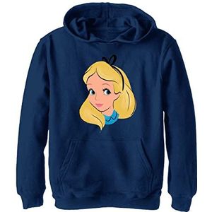 Disney Jongens Disney Alice in Wonderland Alice Big Face Hoodie voor kinderen, atletisch, marineblauw, maat S, marineblauw, S, Navy Blauw