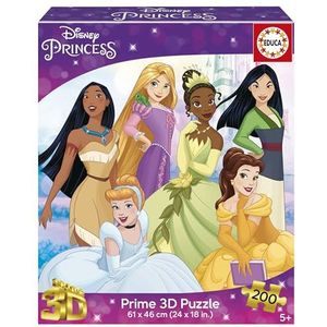 Educa - 200-delige puzzel met lenticulair 3D-effect | Disney Princess 3D lenspuzzel jongens en meisjes vanaf 7, 8, 9 jaar (20046)