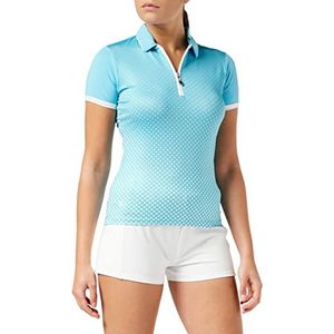 Island Green Golf poloshirt voor dames, met ademende ritssluiting, kraag en vochtafvoer, Diep zwembad/wit