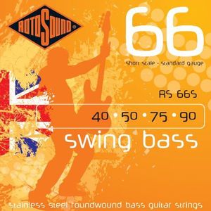 Rotosound Swing Bass snarenset voor basgitaar, roestvrij staal, rond net, korte stemvork (40, 50, 75, 90)
