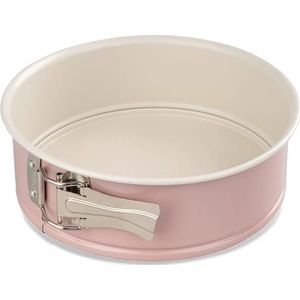 Dr. Oetker 4651 springvorm, tweekleurig, retro cakevorm, keramische coating, rond, roestvrij staal, keramiek, crème, roze, 20 cm