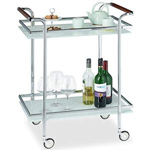 Relaxdays Keukentrolley - Melkglas - Serveerwagen - 2 Etages - Theewagen - Roltafel