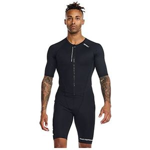 2XU Trisuit Aero T-shirt met lange mouwen en ritssluiting aan de voorkant, Zwart/Wit